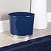 mDesign Oval Slim Decorative Trash Can with Accenting Base, Wastebasket for Bathroom, Bedroom Holds Garbage, Waste, Paper, Recyclables - Hyde Collection - Navy Blue/Chrome