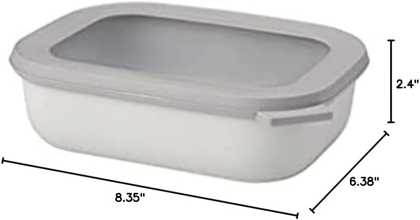 Mepal Cirqula 34oz/1,000ml Circular Rectangular Multi Food Storage & Serving Container with Transparent Lids | Perfect for Food Prep | Microwave & Dishwasher Safe | Nordic White | Made in Holland