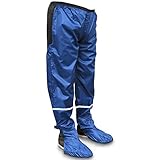 Rainrider Regenhose für Damen und Herren (schwarz |blau) wasserdicht inkl. einfaltbare Schuhüberzieher, Regenfeste Fahrradbekleidung geeignet zum Wandern, Angeln oder als Gartenhose (Royal Blau, L)