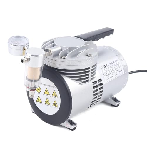 DELOPVIO Oilless Diaphragm Vacuum Pump, Oil Free Vacuum Suction Pump 20-23L/min Industrial, Lab Oil Free Mute, Quiet High Vacuum Piston Compressor, for Food Packaging Handicrafts