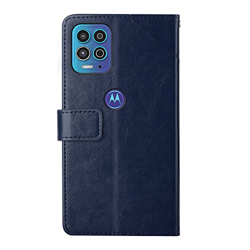 Rfvzubemok Compatible with Motorola Moto G100 5G Cover,Compatible with Motorola Edge S 5G PU Leather Card slot Magnetic Closure Flip Kickstand Blue
