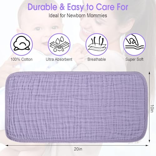 Arnzion 10 Pack Muslin Burp Cloths for Baby Girls 100% Cotton 20x10 Inch Popular Girl Colors Set Purple Pink Beige Brown White Soft Absorbent Newborn Infant Burping Cloths
