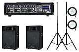 Pronomic PM42-110 StagePower Set Aktivanlage (4-Kanal 100 Watt Powermischer mit MP3-Player, 10