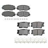 Akebono ProACT Front and Rear Ultra Premium Ceramic Slotted Brake Pad Set Kit with Stainless Hardware For Lexus HS250h 2010-2012 Toyota RAV4 2006-2018 L4