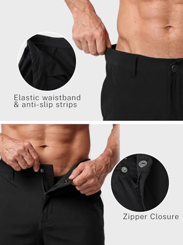 INCERUN Golf Pants for Men Stretch Relaxed Fit Quick Dry Lightweight Water Resistant UPF 50+ Work Casual Dress Pants Comfy Anti-Slip Trousers with Pockets Black Large — view 4