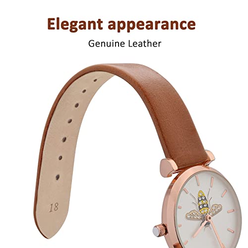 Wocci 16Mm Lug Width, Elegant Watch Band, Genuine Leather Replacement Strap With Rose Gold Buckle (Terracotta Brown) #TOP2