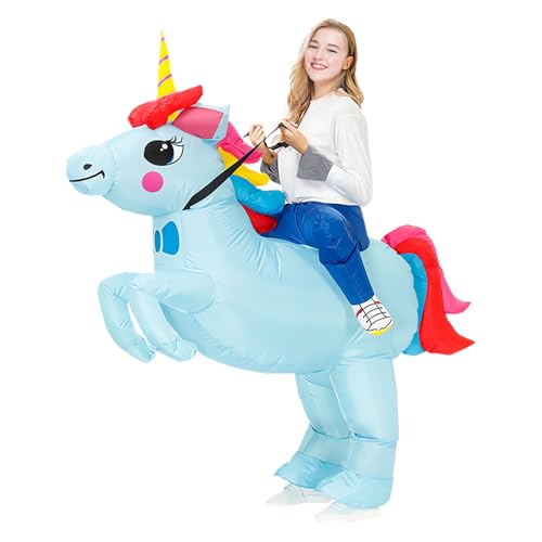SHMIZZ Disfraz Hinchable Adulto Unicornio, Halloween Costumes Disfraz Hinchable Disfraz Inflable Carnaval Blow Up Party Cosplay Disfraces para Adultos para Halloween,Cosplay,Fiesta (Azul Claro)