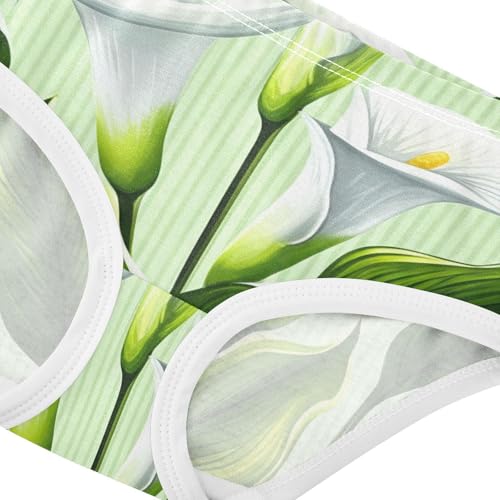 Durable Toddler Underwear Floral 2t Cotton Cute Panties Girl White Calla Lilies Green Striped Kids Briefs Undies4
