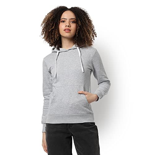 Image of Campus Sutra Women cotton Premium Zipper Hoodie-Grey