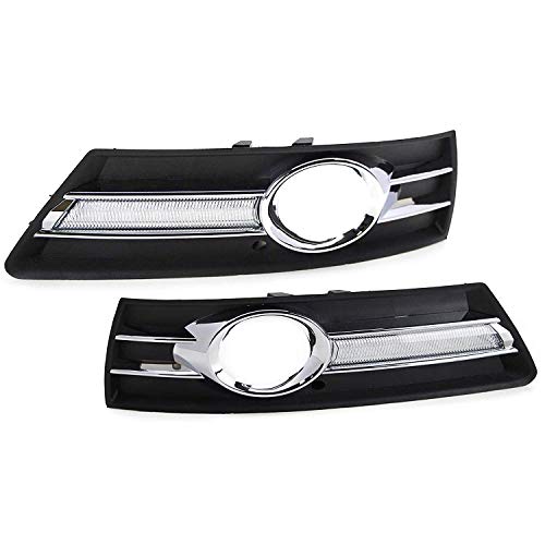 Ijdmtoy Xenon White Led Daytime Running Light Kit Compatible With Volkswagen: 2009-2011 Cc, Oem Fit Drl Bezel Assembly Powered By (4) High Power Led Lights Each Lamp #TOP1