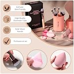 BS-MALL Brosses de maquillage Premium Synthétique Fondation Conceleurs de poudre Shadows maquillage 14 Set de brosses Pcs, ensemble rose, avec boîtier