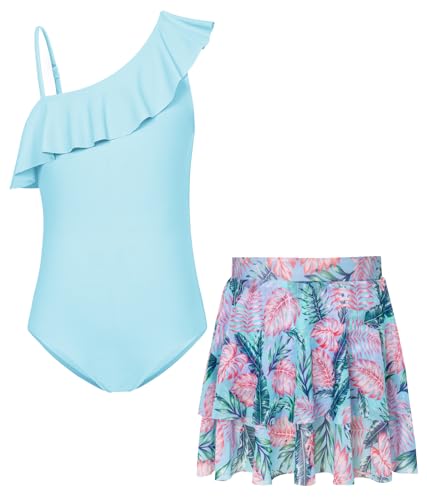 Image of GRACE KARIN Girls One Piece Swimsuits with Mesh Skirt Bathing Suit Swimwear 6-14Y