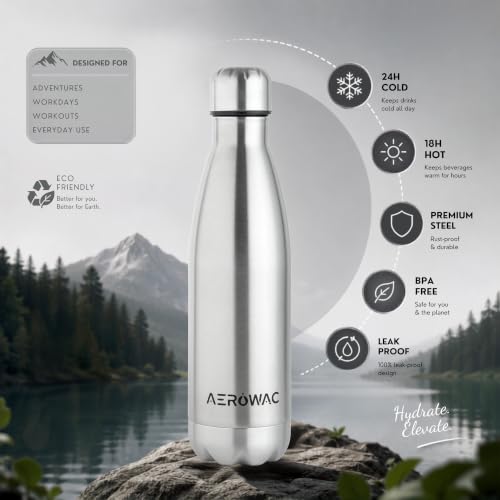 Image of 304 Stainless Steel Viva Insulated Flask 500ml | Hot & Cold 24 Hours | Double Wall, Lightweight, Leak Proof, BPA-Free Bottle | Ideal for Office, Gym, School & Travel (Matte Silver, Pack of 1)