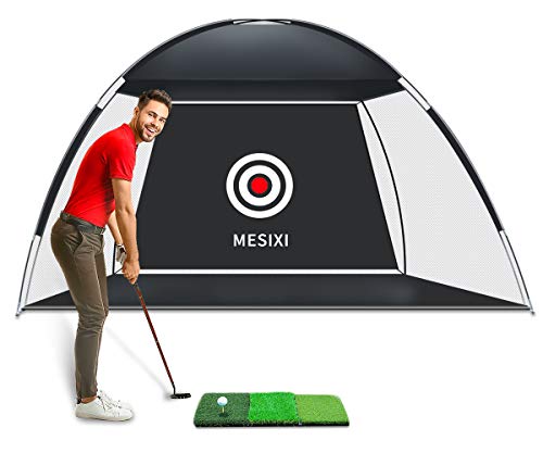 Upgraded Golf Net Golf Hitting Nets Training Aids Practice Nets for Backyard or Driving Range Swing Hitting Chipping Equipped with 3-in-2 Golf Mat and Solid Real Golf Balls for Indoor Outdoor Sports