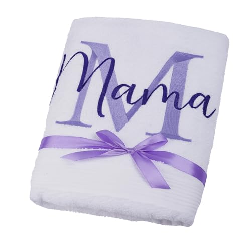 Handtuch bestickt mit Monogramm Großbuchstabe Initiale und Name personalisiertes Saunahandtuch Geschenk Geburtstag Frau Badetuch Duschtuch Mann Waschlappen Gästetuch mit Personalisierung Bestickung