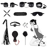 Oziral Bondage Set 11-teiliges Bettbondage-Set und Passion Beginner Bondage-Set, inklusive Bondagegurten, Paarspielzeug, Gurten etc., für Paare geeignet. Schwarz