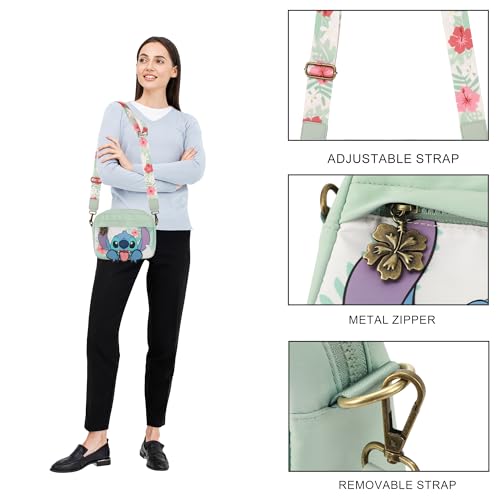 Bioworld Disney Stitch Floral Print Green 7" Crossbody Bag4