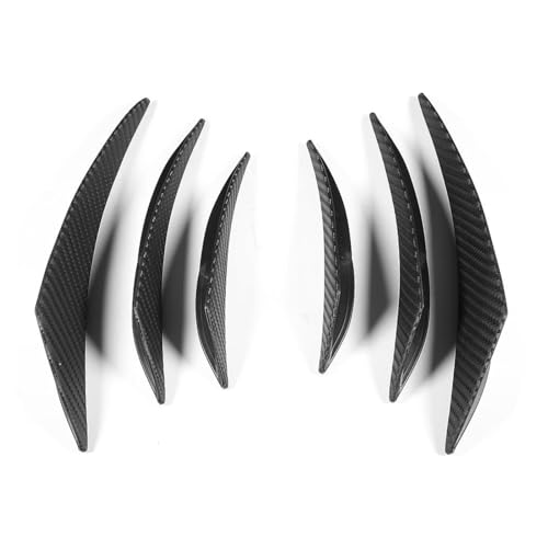 Image of Jadeshay 6pcs Car Front Bumper Spoiler Protector Kit, Carbon Fibre Texture Front Bumper Side Canards Splitter Fins, Diffuser Valence Spoiler Lip for Cars