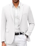 COOFANDY Mens White Blazer Casual Knit Suit Jacket Slim Fit Two Button Lightweight Summer Sport Coats