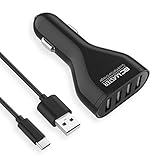 Familia viaja cargador de coche, BC Master 4-Puestos 48W 5V / 2.4A * 4 cargador rápido en el coche para teléfonos, tabletas, Bluetooth para auriculares, palillo de selfie, Batería externa, cámara digital, GPS, Kindle Fire, reproductor MP3, Dash levas, Reloj inteligente, PDAs y Más(Negro)