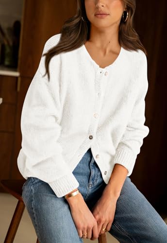Image of PRETTYGARDEN Long Sleeve Crewneck Button Down Womens Sweaters Fall Open Front Chunky Cardigan Sweaters for Women 2026