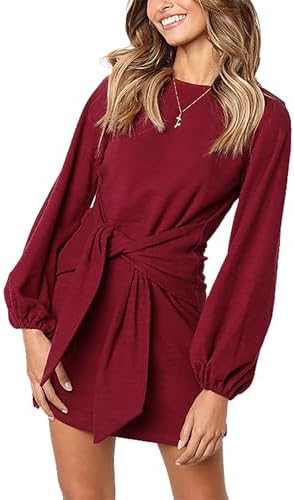 PRETTYGARDEN Womens Spring Elegant Long Lantern Sleeve Short Dres...