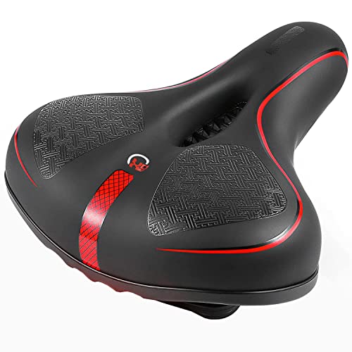 Comfortable Bicycle Seat Wide Bike Seat for Men Women with Memory Foam Dual Shock Absorbing Ball Replacement Soft Bike Saddle Cushion for Stationary/Exercise/Road/Mountain Bike