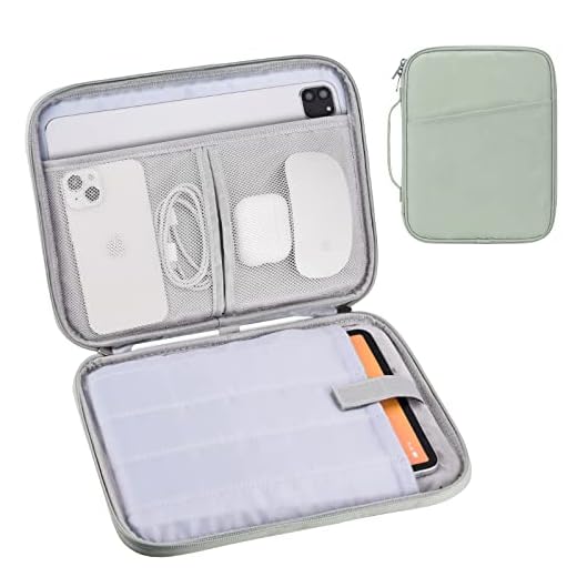 Capa de transporte para tablet de 9 a 11 polegadas, bolsa protetora acolchoada para iPad Pro 11, iPad 10.9 (10ª geração), iPad Air (5/4ª geração), Galaxy Tab S9/S8 (verde menta-11)