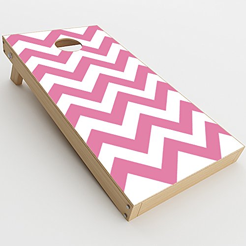 Skin Decal Vinyl Wrap for Cornhole Game Board Bag Toss (2xpcs.) Skins Stickers Cover/Pink Chevron