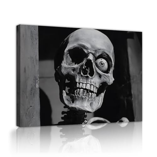 Horreur crâne image sur toile CHERHERART peinture expressive squelette rigolo 45x60