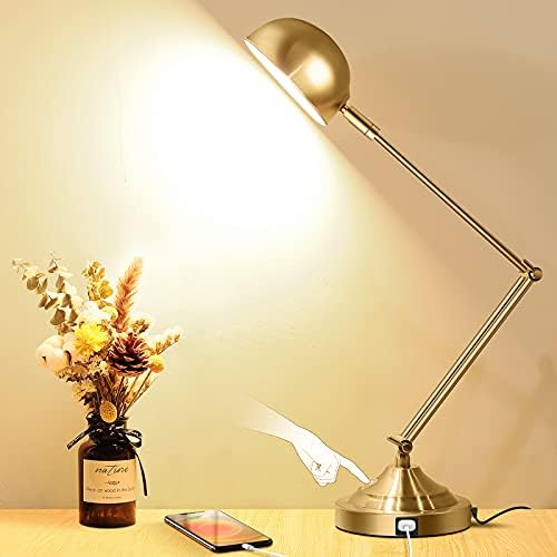 TOBUSA Architect Gold Desk Lamp, Adjustable Touch Control Vintage Desk Lamp