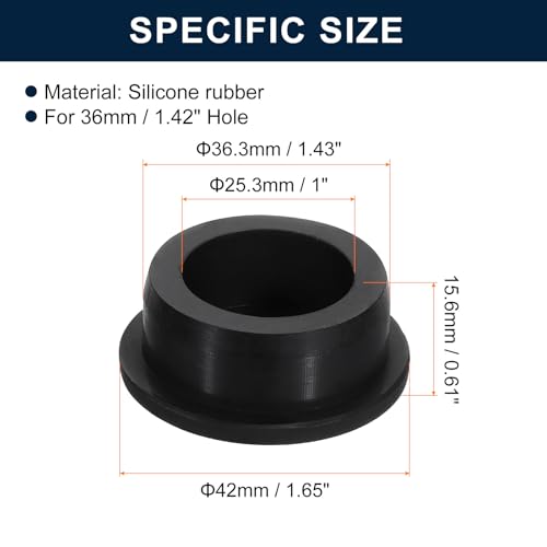 Image of uxcell 4 Pcs Black Plug Holes, Waterproof Rubber Button Plug for 36mm / 1.42 inch Hole