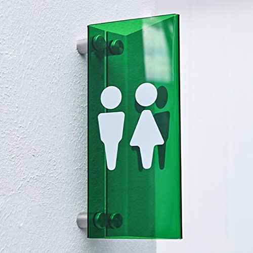 MIFANI トイレサイン、アクリルトイレサイン、男性用と女性用トイレサイン、三角形のサイドハンギング両面バスルームドアサイン(C)(A)(B)(カラー:B)