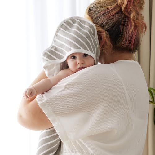 Image of Momcozy Baby Hooded Towel, 2 Pack Cotton Bath Towel for Boy or Girl, Super Soft Baby Towel with Original Design, Shower Gifts for Newborn (28 X 28 Inch, Starry Sky)
