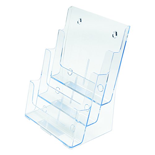 Deflecto 3-Compartment Docuholder, Magazine Size, 9.5W X 6.25D X 12.63, Clear #TOP5