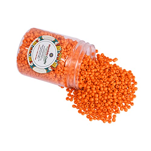 Image of Mandala Crafts 6 /0 Glass Seed Beads for Beadwork - 2500 Pcs 4mm Opaque Orange Round Small Rocaille Beads for Jewelry Making, Necklace Bracelet Earring Craft Supplies