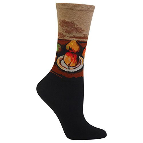 Hot Sox womens Artist Series Novelty Fashion Crew Casual Sock, Cezanne's Still Life Plate (Hemp Heather), 4 10 US