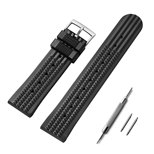 ADDIESDIVE Correa de reloj de silicona de 20mm 22mm, correa de reloj negra, 20mm 22mm, Caucho