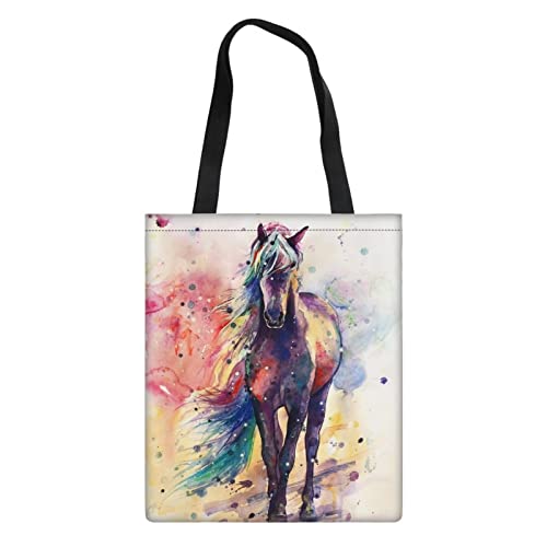 chaqlin Sac à provisions réutilisable en toile pour femmes et filles Motif cheval Cover