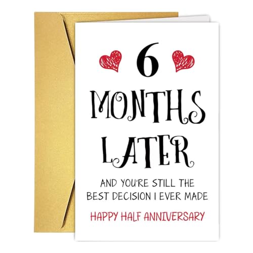 Romantic 6 Months Anniversary Card, Sweet 6 Months Wedding Anniversary for Husband Wife...