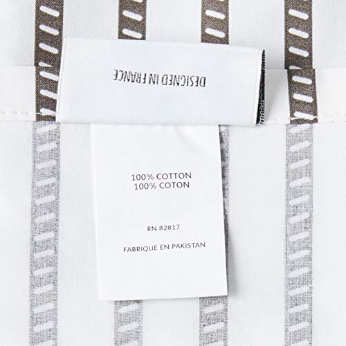 Image of Lacoste 100% Cotton Percale Sheet Set, Graphic Stripe Print, Dark Grey, California King