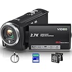 Camcorder Video Camera QHD 2.7K 50MP 16X Digital Zoom Vlogging Camera with LED Fill Light for YouTube, 2.8 Inch 270 Degree Rotation LCD Screen Camcorder with 32GB SD Card and Two Batteries