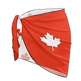 Jekioweii Canada Flag Women Beach Sarongs Cover Ups Wrap Swimsuit Sheer Bathing Suit Casual Bikini Coverups Chiffon Swimwear Skirt