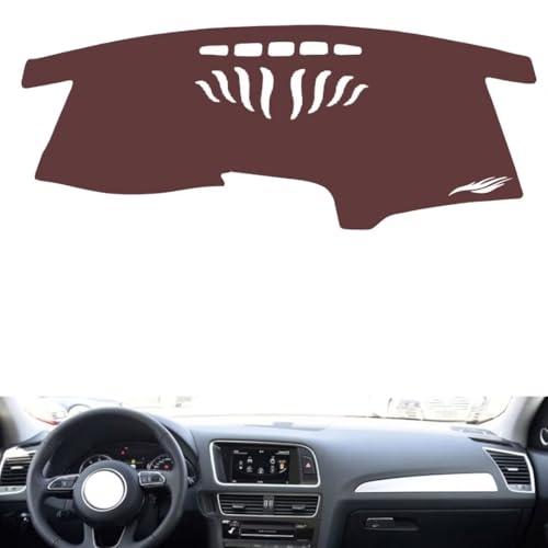 Leather Dash Board Cover mat Compatible with Audi Q5 2010-2018 ，Anti-Glare and dust Protector(Brown)