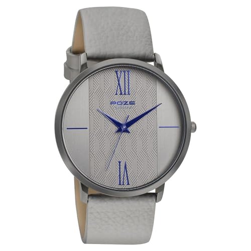 Image of Sonata Poze Quartz Analog Grey Dial Leather Strap Watch for Men-SP70004QL01