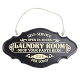 Artibetter 1 Pc Señales De Pared Retro Decoración De Signos De Lavandería Decoración Amaderada Signos De Lavandería...