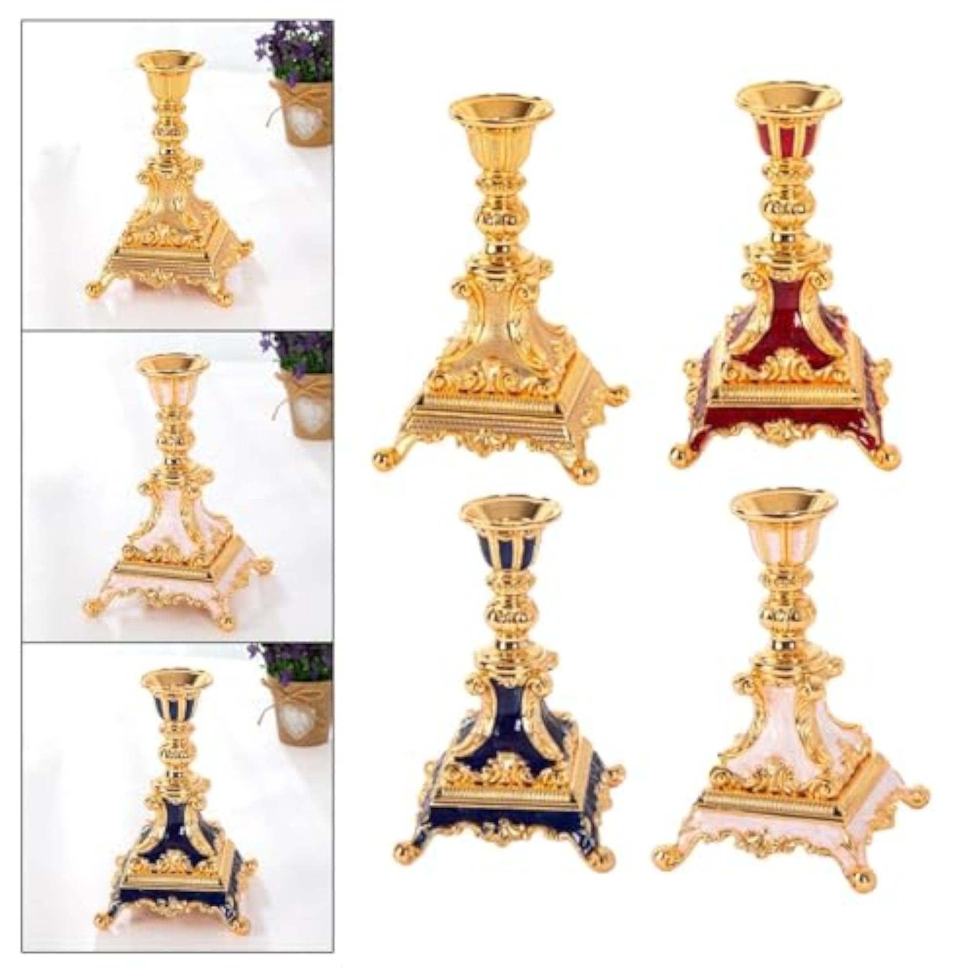 Gold Alloy Candle Holder, Elegant Centerpiece Decor