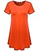 JollieLovin Women's Short Sleeve Loose Fit Flare Hem T Shirt Tunic Top (Orange, 2X)