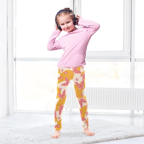 Color Butterfly Girls Leggings,Workout Leggings for Girls Toddler Athletic Leggings Size for 3-10T4