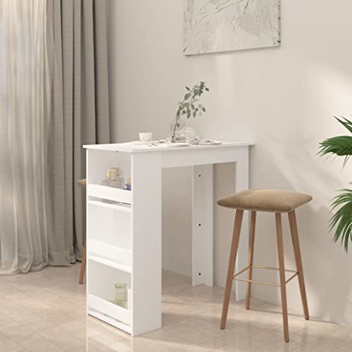 Mange-debout blanc en bois table de bar gain de place fixe
